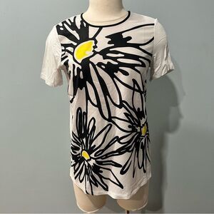 Reed Krakoff Sunflower White Graphic Printed Short Sleeve Top Size XS
